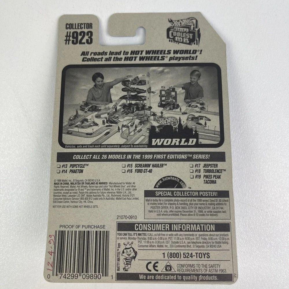 Hot Wheels 1999 First Editions Series Turbolence Black 923
